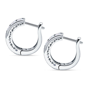 Minimalist Princess Huggie Hoop Earrings Cubic Zirconia 925 Sterling Silver Wholesale